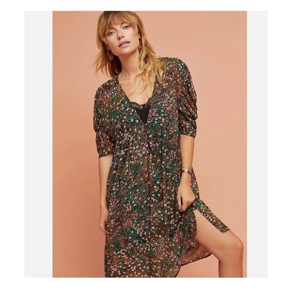 Anthro Akemi + KIN Valencia Sheer Floral Button Dress Cottage Fairy Grunge Large